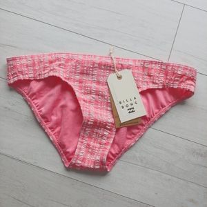 Billabong NEW Pink Tide Lowrider Bikini Bottoms Pink Sunset Plaid